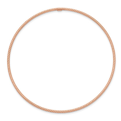 14k Rose Gold Polished Textured Twist 1.50mm Slip-on Round Bangle Bracelet