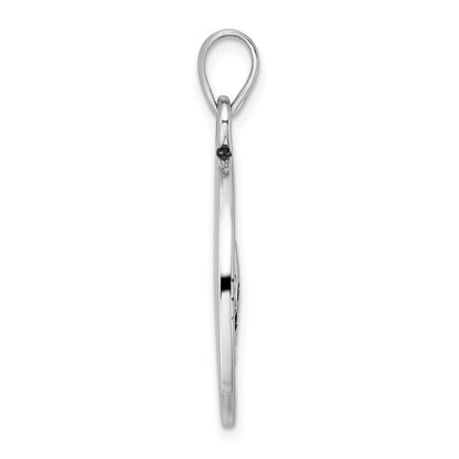 Sterling Silver Rhodium-plated Antiqued Skull Pendant