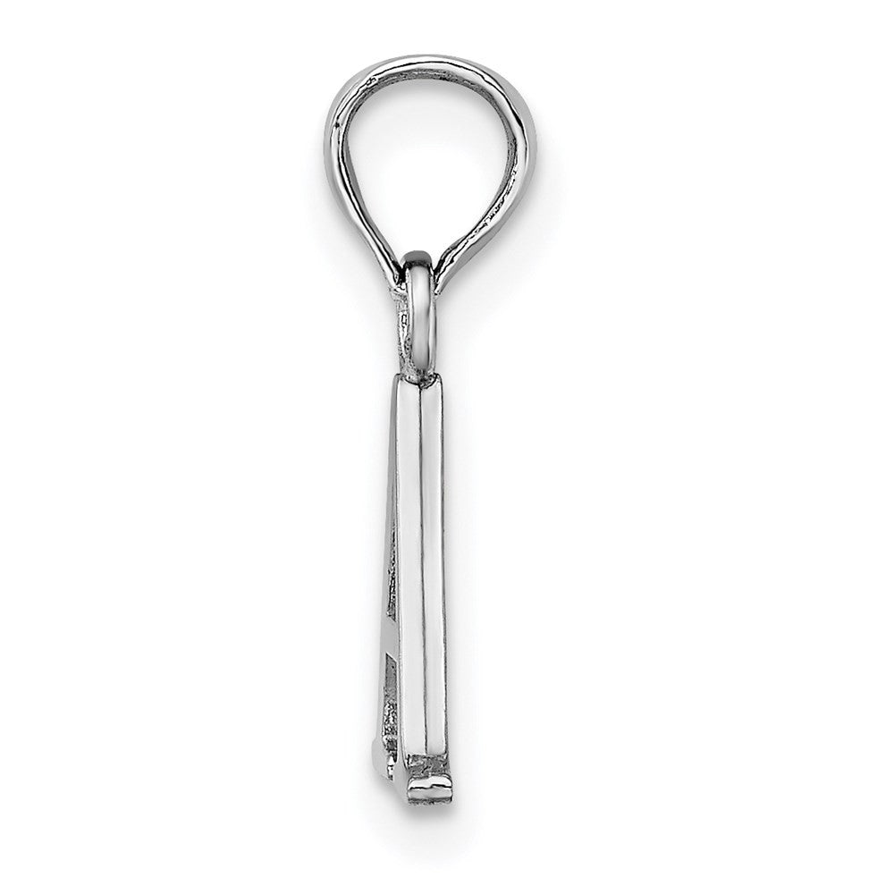 14K White Polished Block Letter A Initial Pendant