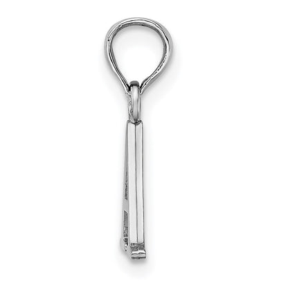 14K White Polished Block Letter A Initial Pendant