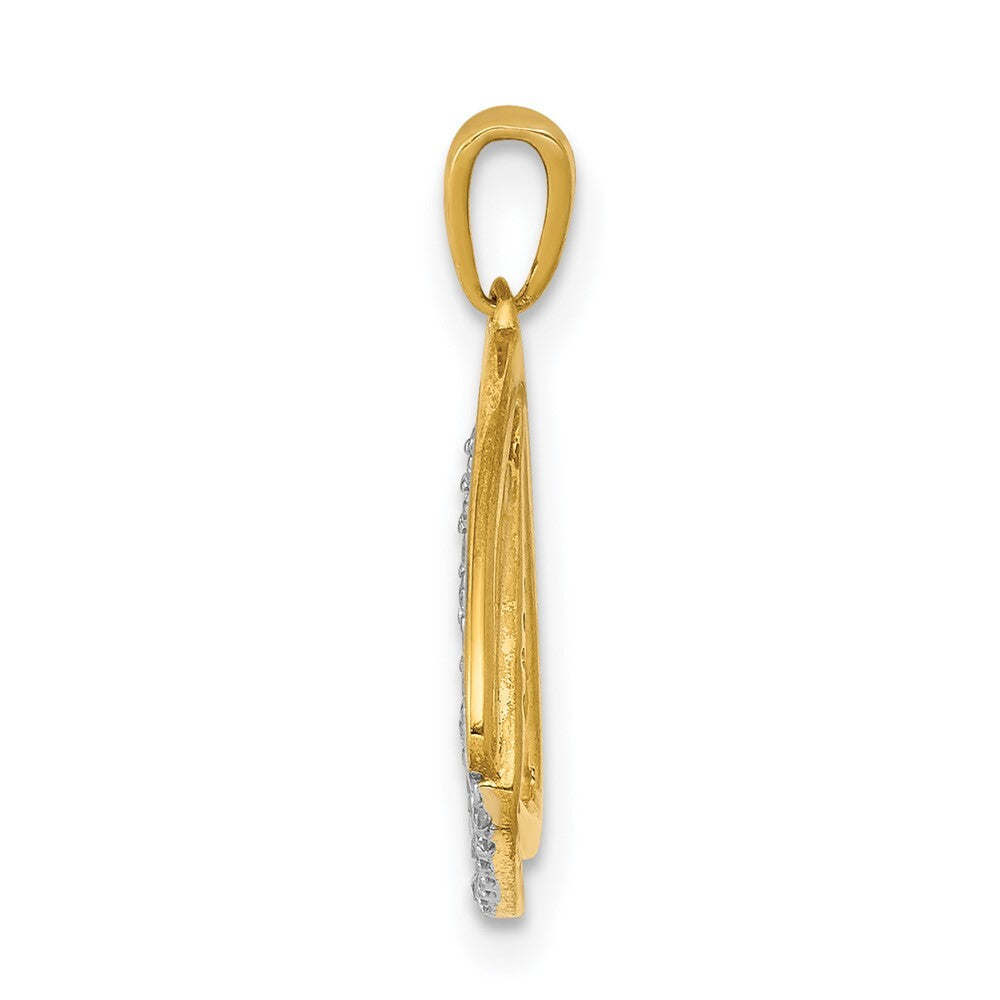 14k Yellow Gold 1/6ct. Diamond Double Triangle Pendant for Women