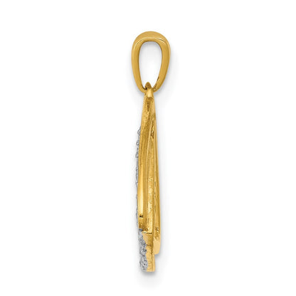 14k Yellow Gold 1/6ct. Diamond Double Triangle Pendant for Women