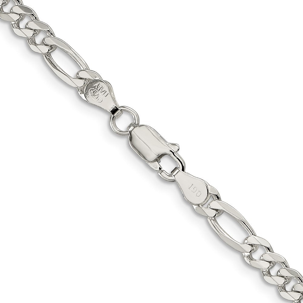 Sterling Silver 4.3mm Pav� Flat Figaro Chain Necklace