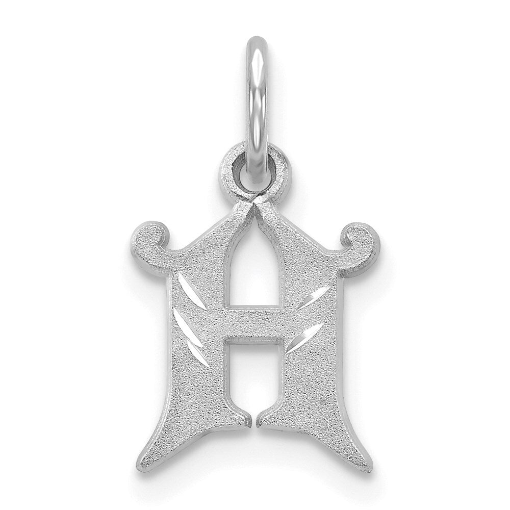 14k White Gold Diamond-cut Letter H Initial Charm Pendant for Women