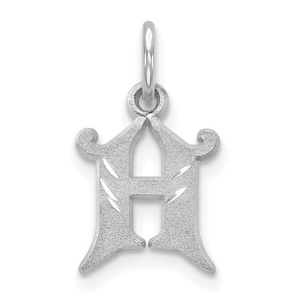 14k White Gold Diamond-cut Letter H Initial Charm Pendant for Women