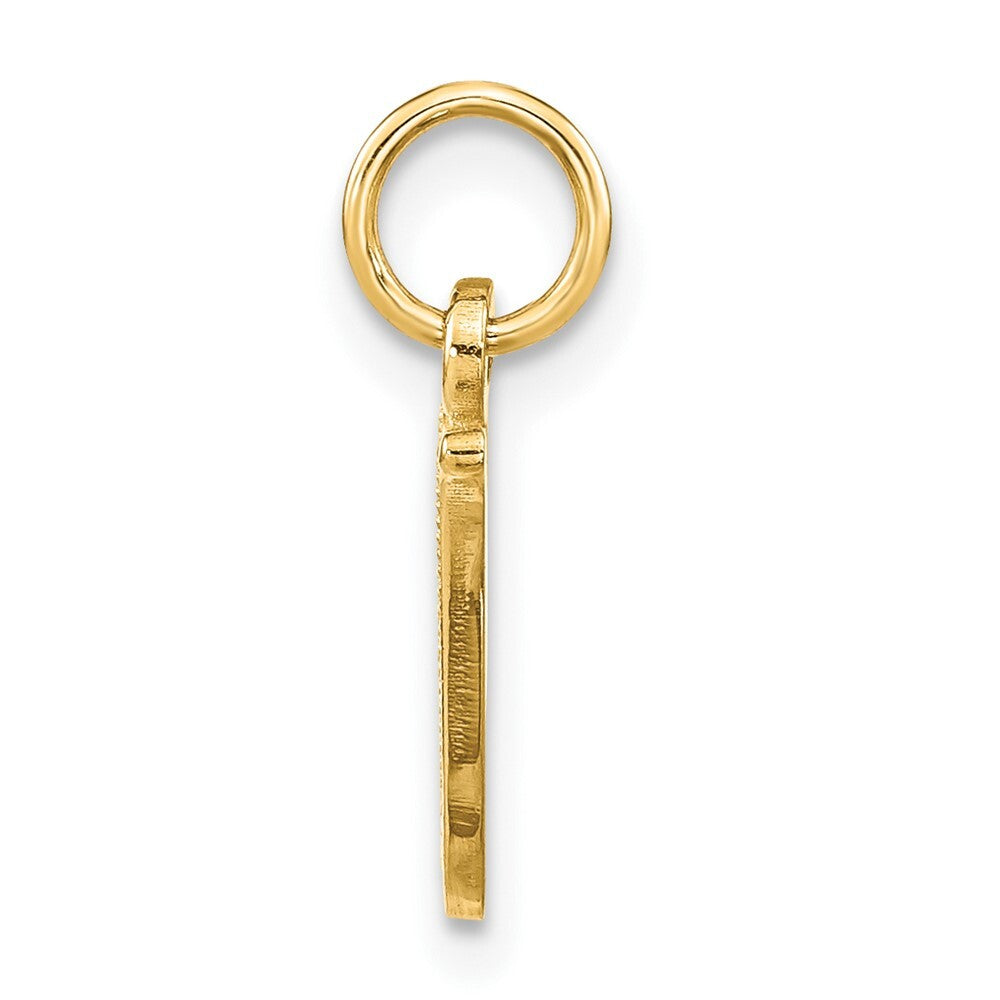 14k Yellow Gold Script Letter W Initial Charm Pendant for Women