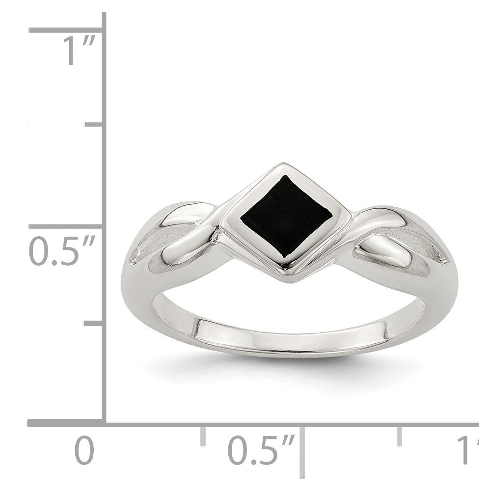 Sterling Silver Onyx Ring Size 8