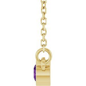 14k Yellow Gold Natural Amethyst Solitaire 16" Necklace for Women