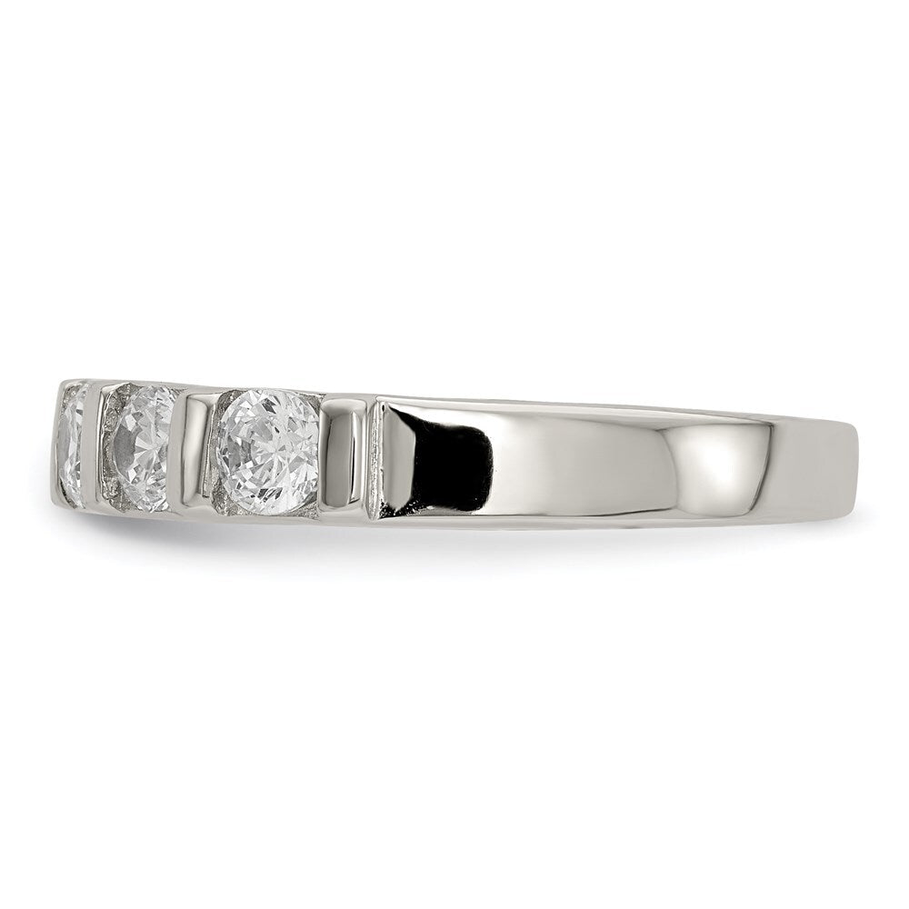 Sterling Silver Rhodium-plated Cubic Zirconia 5-Stone Ring Size 7