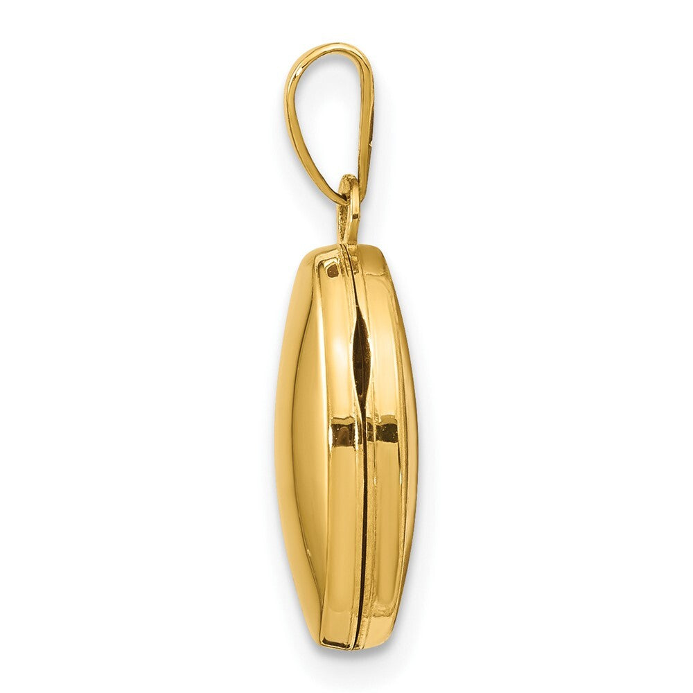 14k Yellow Gold Plain Polished Oval Locket Pendant for Women