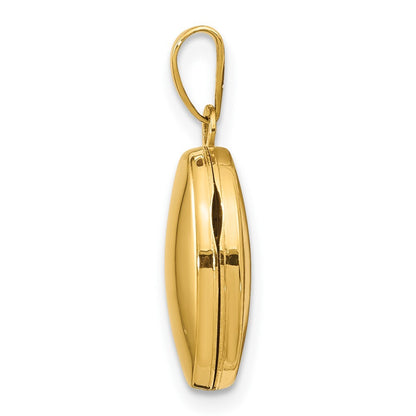 14k Yellow Gold Plain Polished Oval Locket Pendant for Women