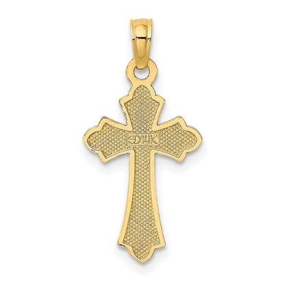 14k Yellow Gold Polished Cross  Heart Charm Pendant for Women