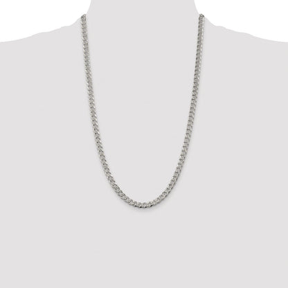 Sterling Silver Rhodium-plated 5.5mm Pav� Curb Chain