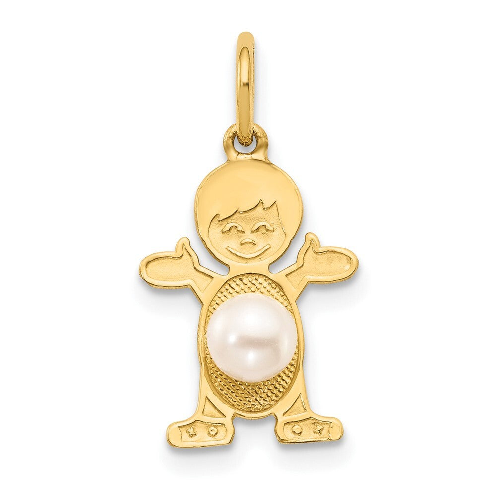 14k Yellow Gold Boy 4mm FW Cultured Pearl-June Pendant for Women