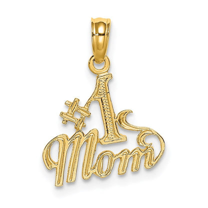 14k Yellow Gold Polished #1 MOM Pendant