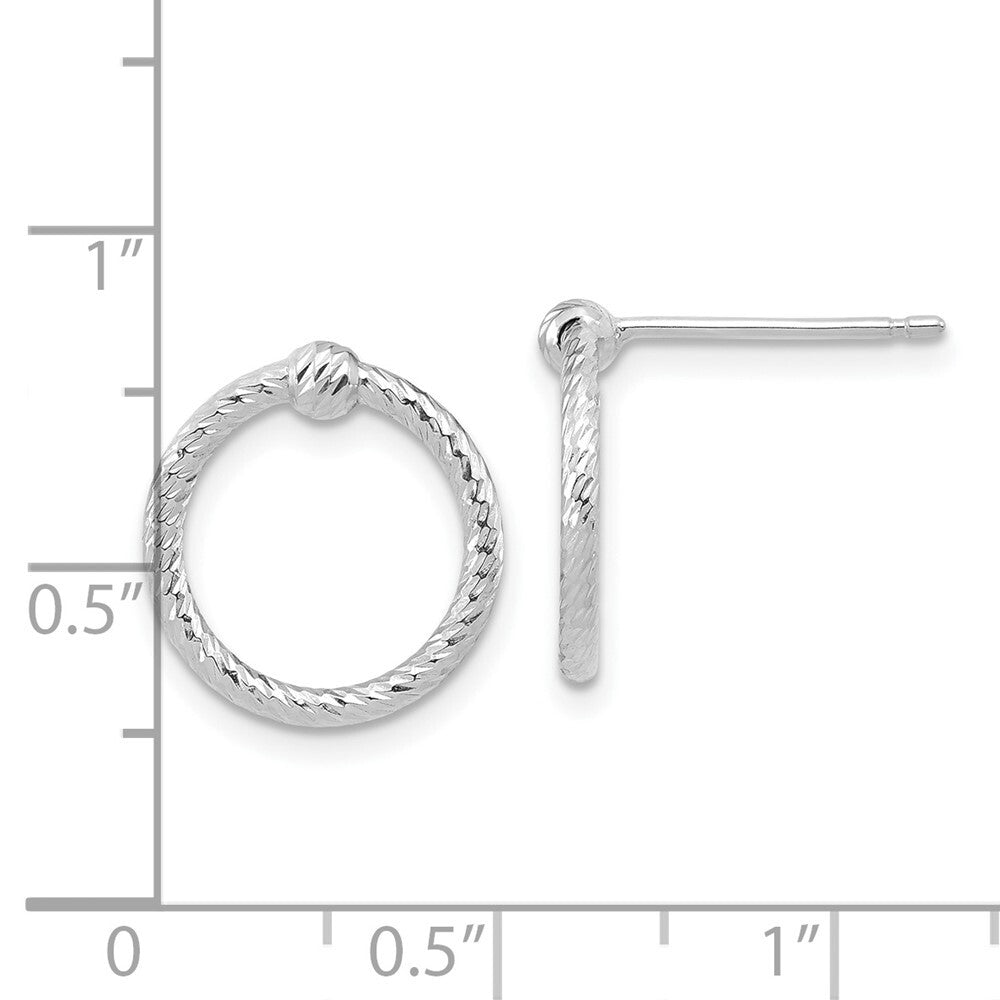 14k White Gold Polished & Diamond-Cut Twisted Circle Stud Earrings