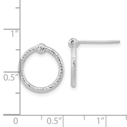 14k White Gold Polished & Diamond-Cut Twisted Circle Stud Earrings