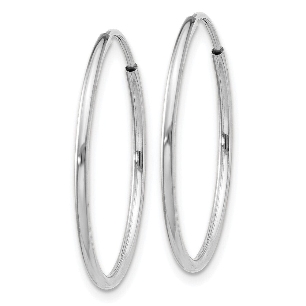 14k White Gold Polished Endless Tube Hoop Earrings Gift for Women