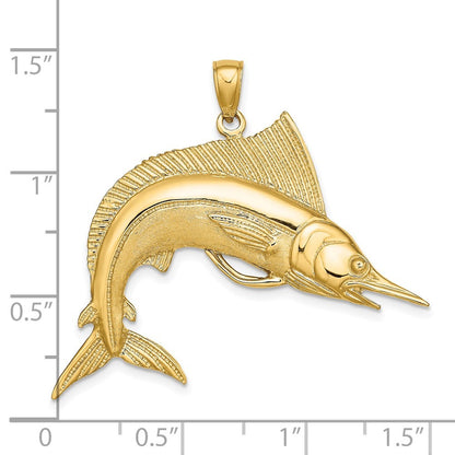 14k Yellow Gold 2-D Polished Satin STRIPED MARLIN Charm