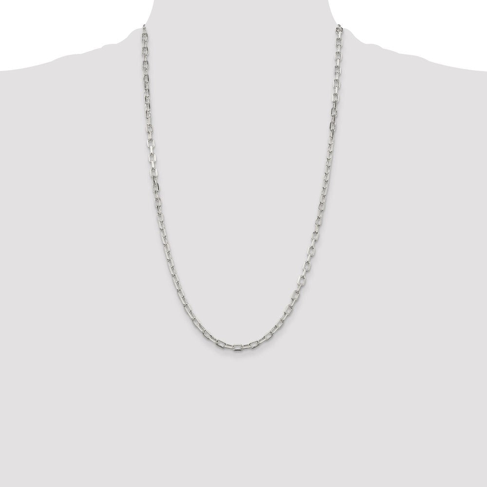 Sterling Silver 4.5mm Diamond-cut Long Link Cable Chain