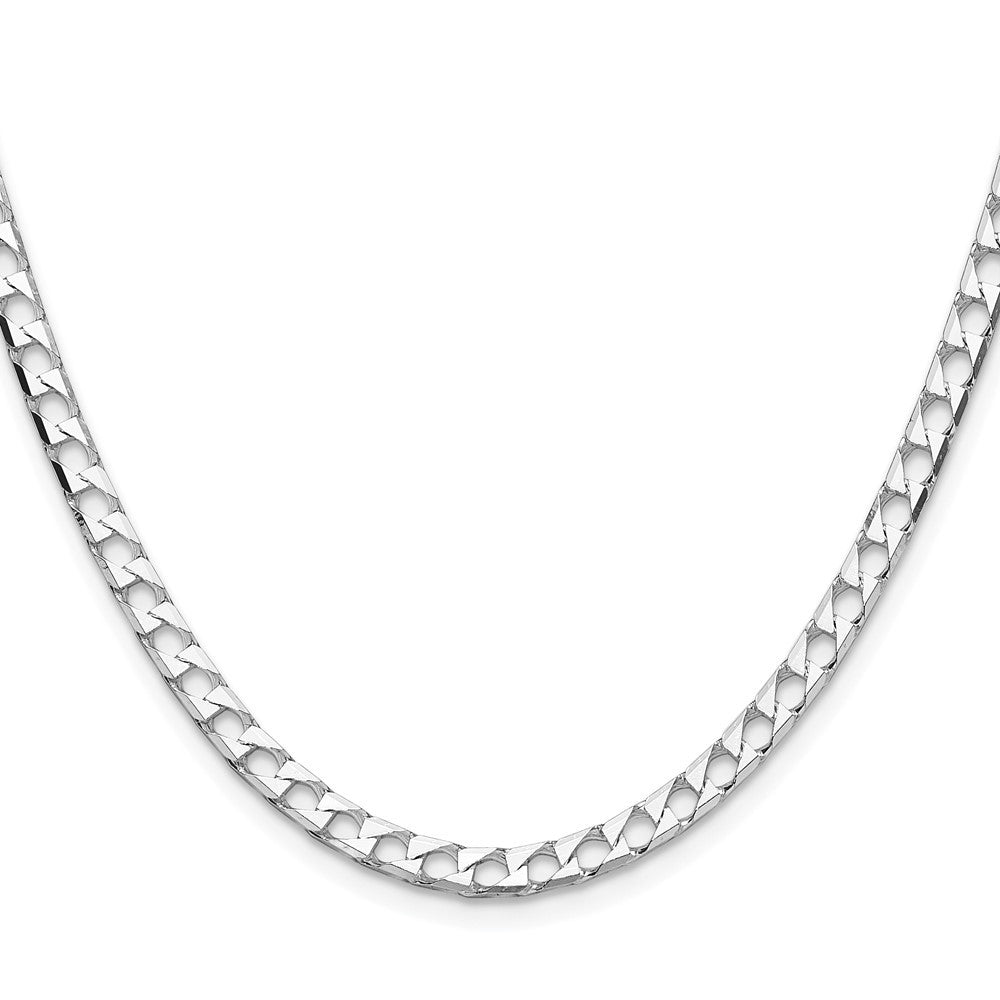 Sterling Silver Rhodium-plated 4mm Diamond-Cut Square Curb Chain Necklace