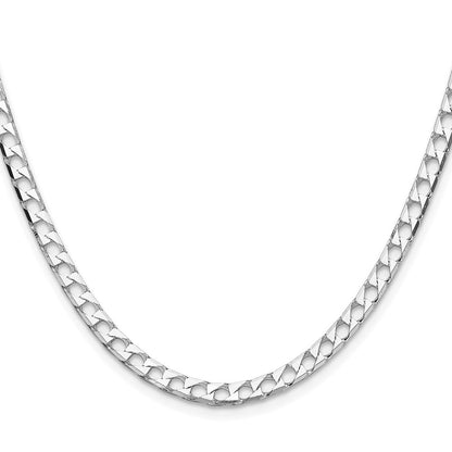 Sterling Silver Rhodium-plated 4mm Diamond-Cut Square Curb Chain Necklace