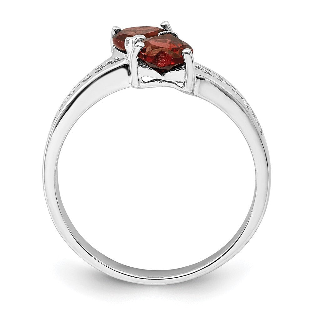 Sterling Silver Rhodium-plated Garnet Heart Ring Size 7