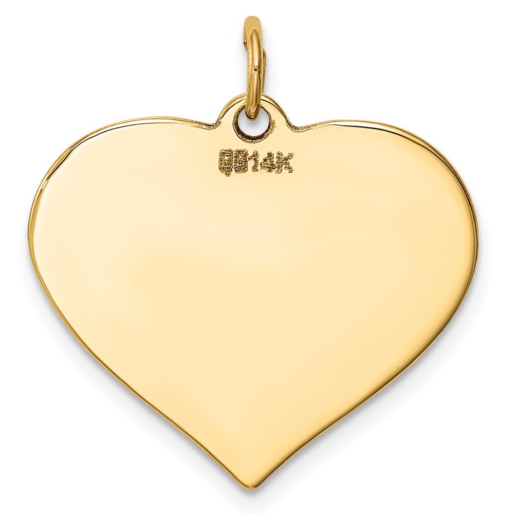 14k Yellow Gold Plain .011 Gauge Engravable Heart Disc Charm Pendant
