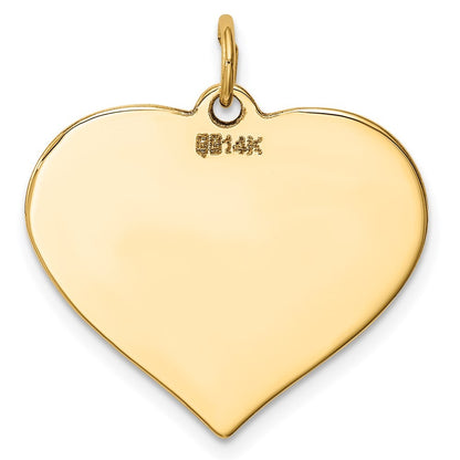 14k Yellow Gold Plain .011 Gauge Engravable Heart Disc Charm Pendant