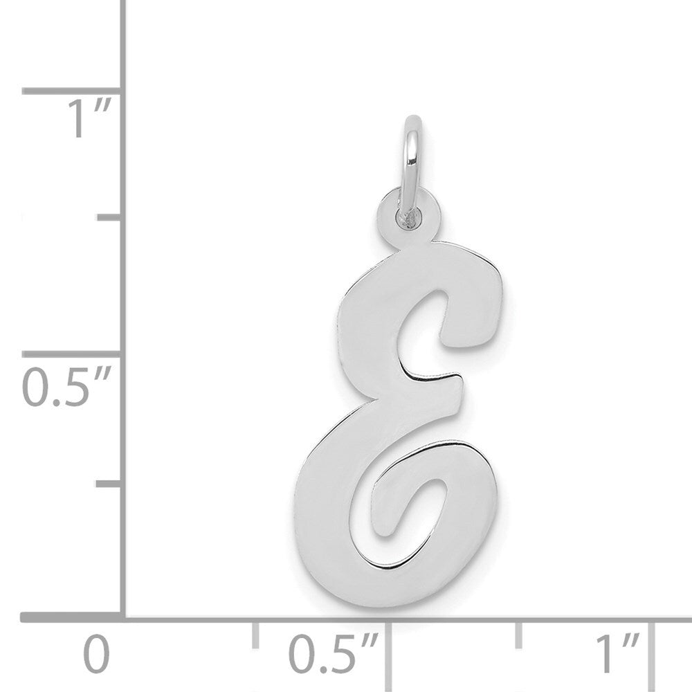 14k White Gold Large Script Letter E Initial Charm Pendant for Women