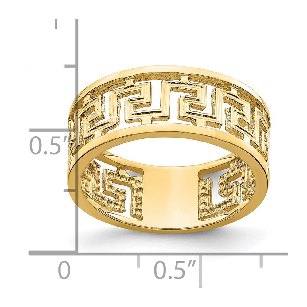 14K Yellow Gold Polished Cut Out Greek Key Design Band Size 7