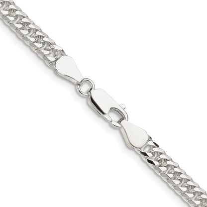 Sterling Silver Polished 4.8mm Double Diamond-cut Curb Chain Necklace