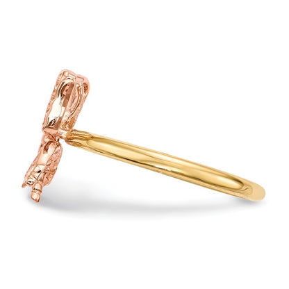 14K Two-tone Gold Polished Butterfly Ring