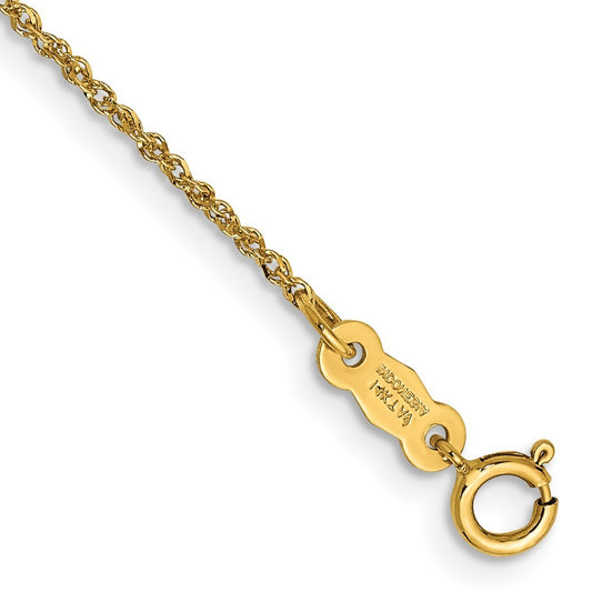 14k Yellow Gold 10 inch 1.1mm Ropa with Spring Ring Clasp Anklet