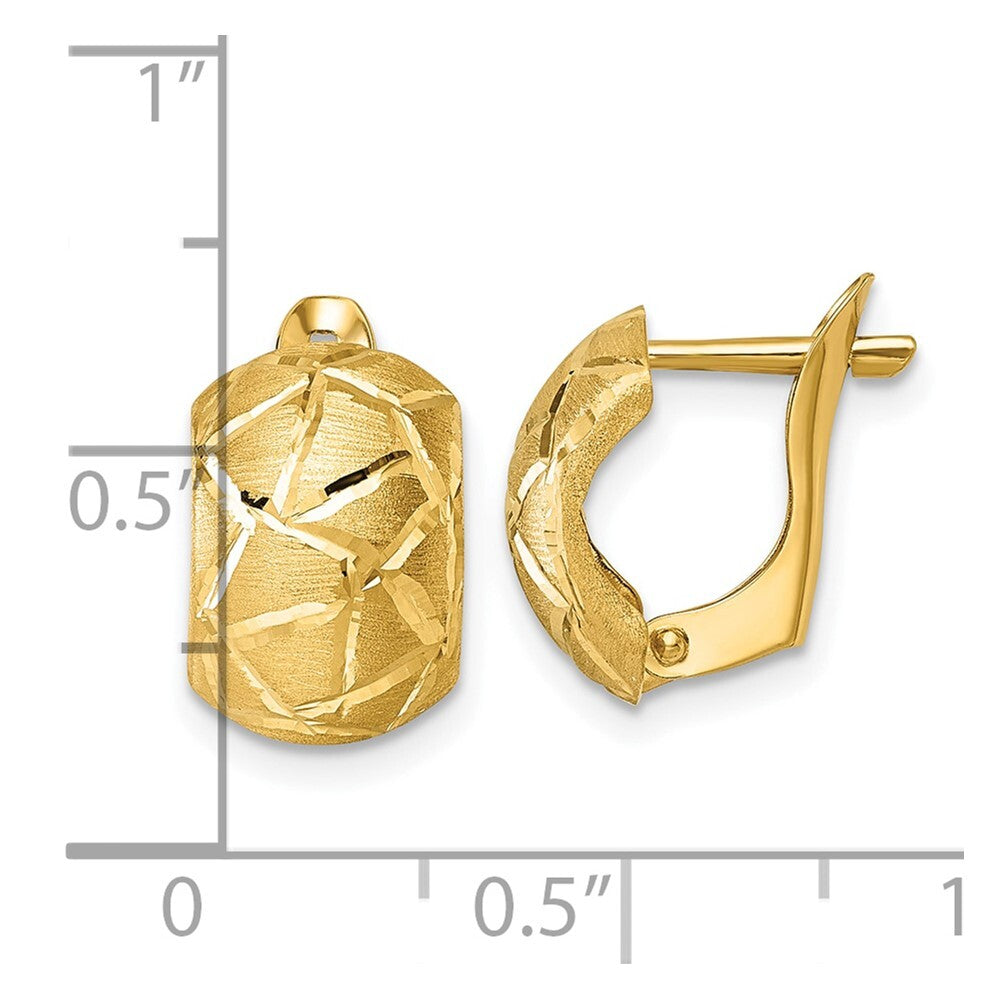 14k Yellow Gold Polished and Brushed Diamond-cut Omega Back Stud Earrings