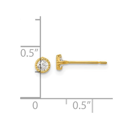 14k Yellow Gold Milgrain Bezel CZ Earrings