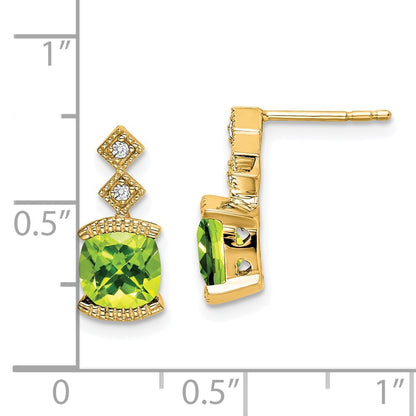 14k Yellow Gold Peridot and Diamond Drop & Dangle Earrings