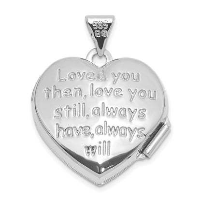 14k White Gold Polished Heart Border 18mm Love you Reversible Heart Locket