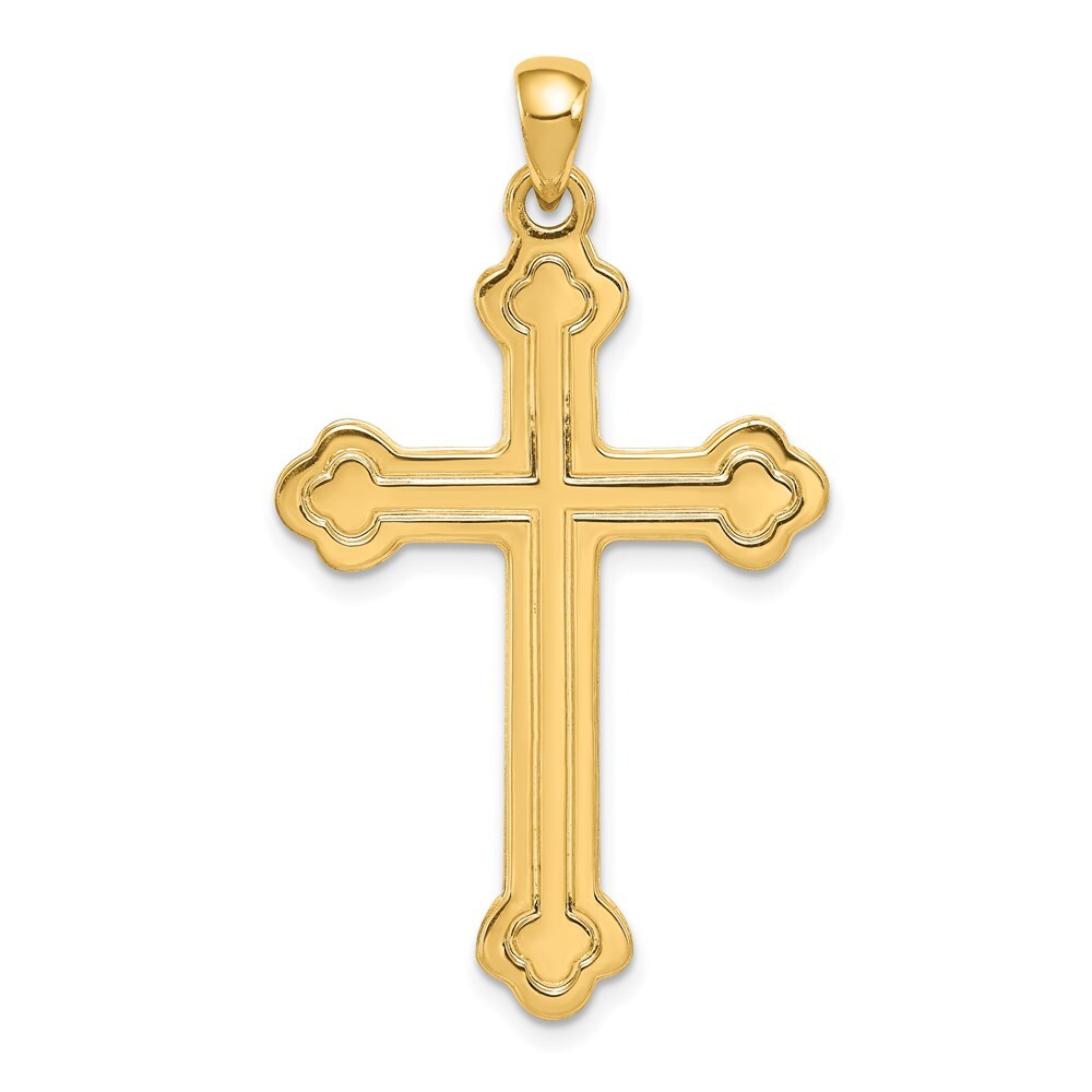 14k Yellow Gold Budded Cross Pendant for Women