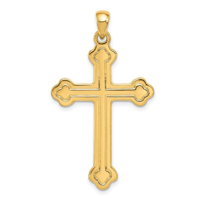 14k Yellow Gold Budded Cross Pendant for Women