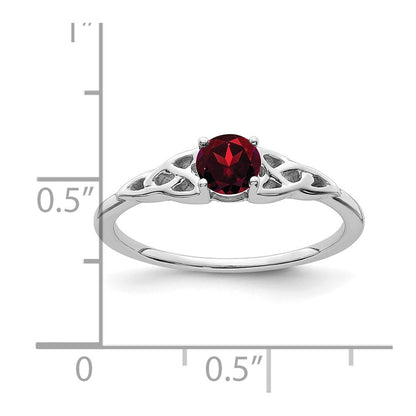 14K White Gold Garnet Celtic Knot Ring Size 7
