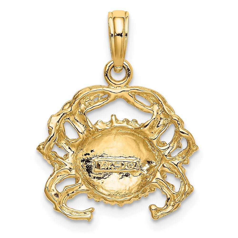 14k Yellow Gold Crab Charm Pendant for Women