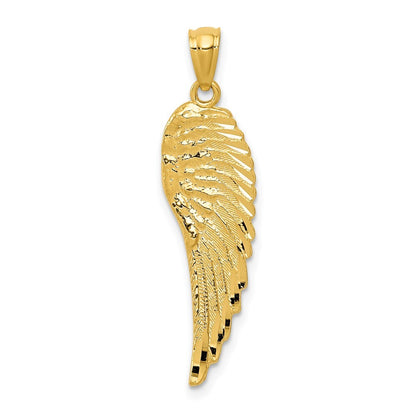 14k Yellow Gold Gold Polished and Textured Angel Wing Pendant for Women