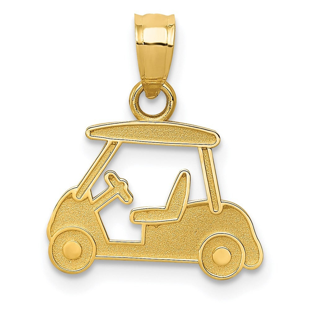 14k Yellow Gold Golf Cart Charm Pendant