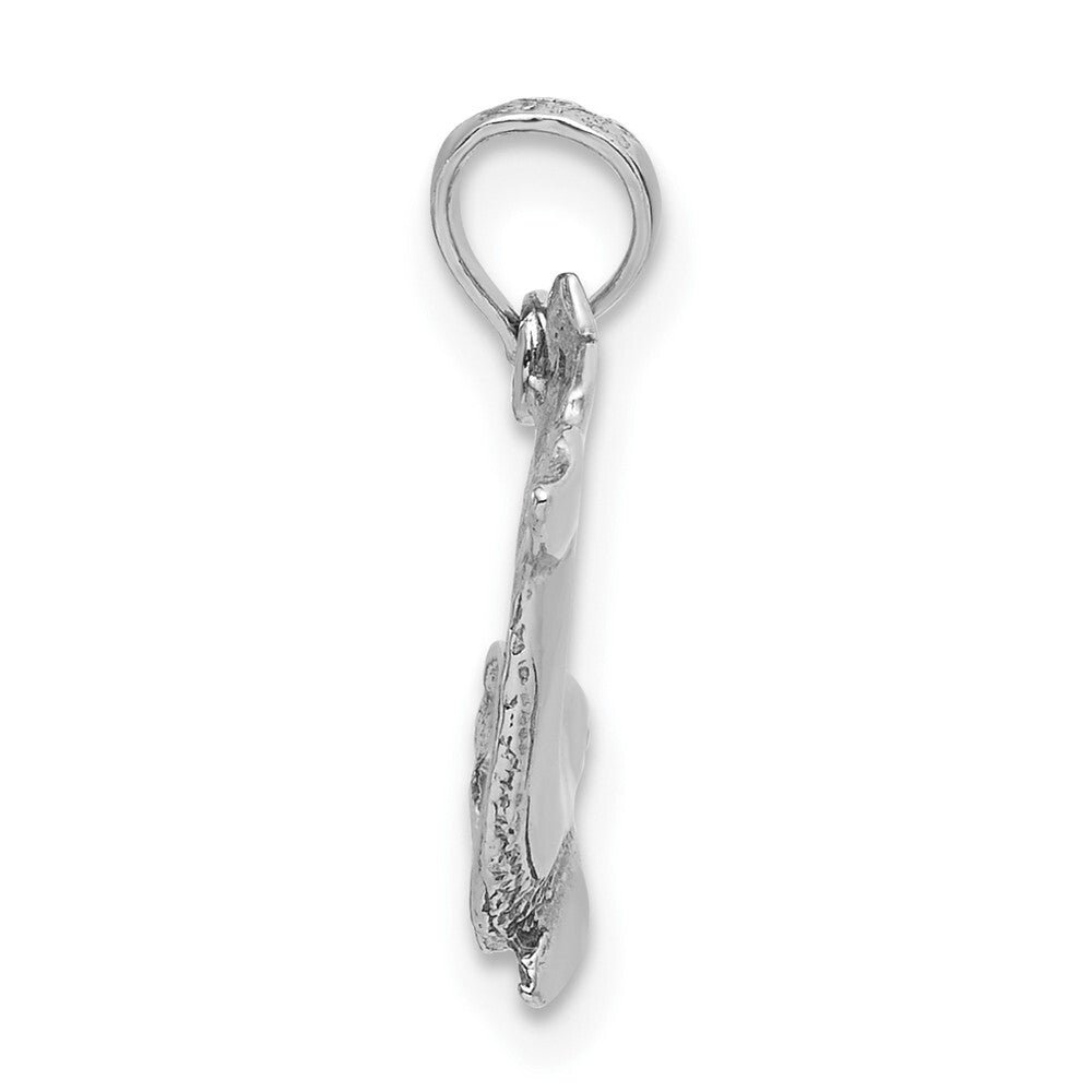 14k White Gold Jumping Dolphin Charm Pendant for Women