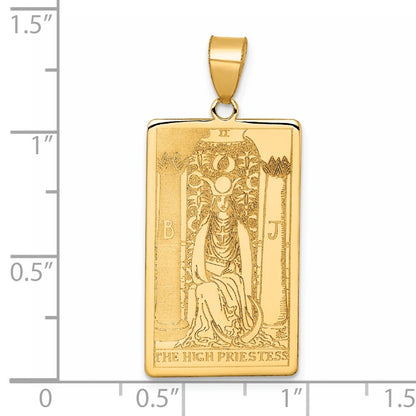 14k Yellow Gold The High Priestess Tarot Card Pendant for Women