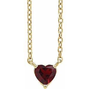 14k Yellow Gold Natural Mozambique Garnet Heart Pendant Necklace 16-18"