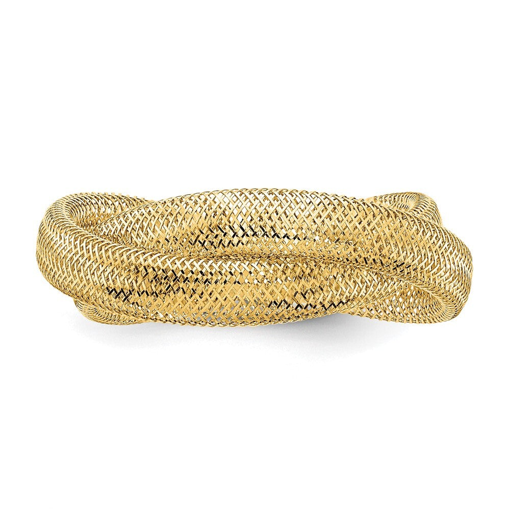 14K Yellow Gold Gold Twisted Woven Mesh Stretch Ring