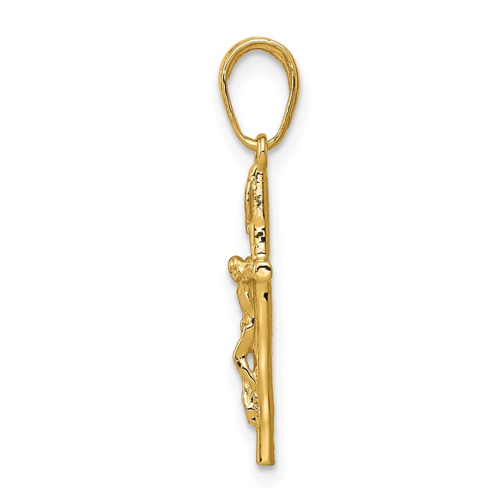 14k Yellow Gold INRI Hollow Crucifix Pendant