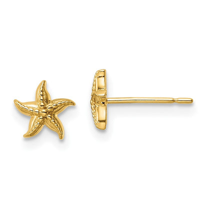 14k Yellow Gold Starfish Stud Earrings Gift for Women